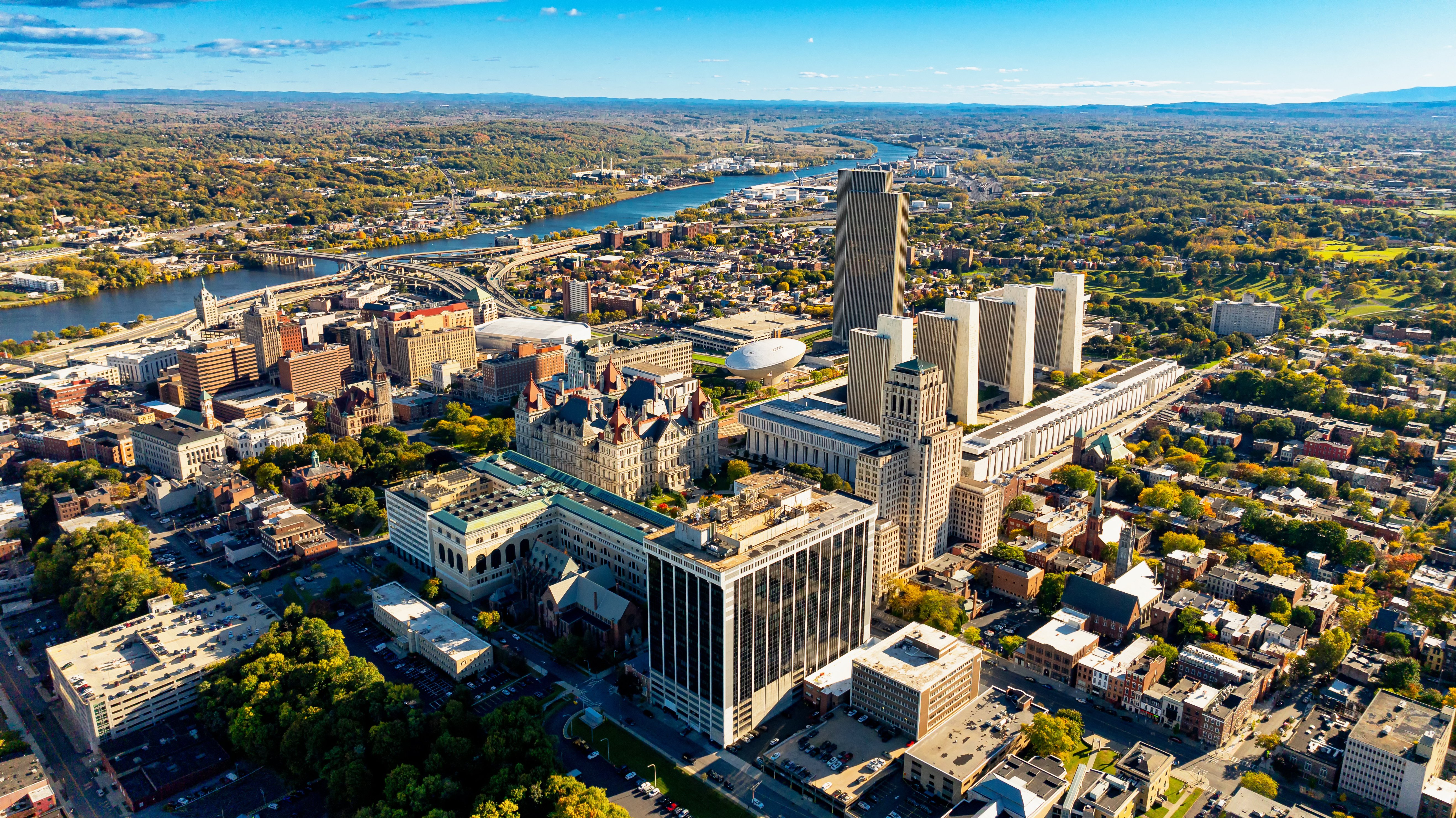 Aerial view of Albany by day